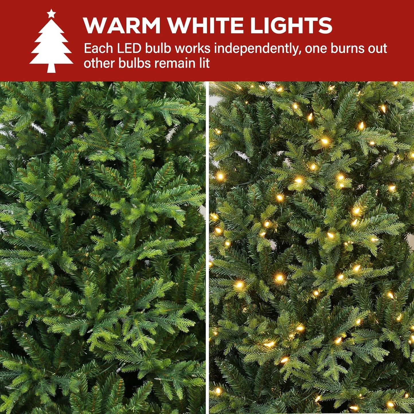 Hykolity 9 ft Prelit Artificial Christmas Tree with 5149 PE&PVC Branch Tips, 600 Warm White LED