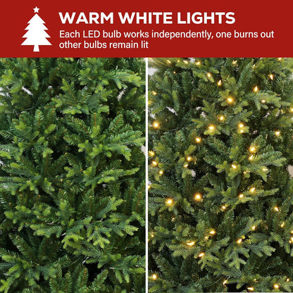 Hykolity 12 ft Prelit Christmas Tree, Artificial Christmas Tree with 850 Warm White Lights, 8109