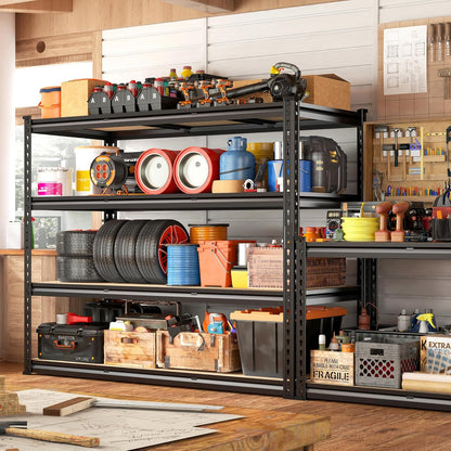 REIBII 48" W Garage Shelving Heavy Duty, 2000LBS Storage Shelves, 4 Tier Adjustable Metal Shelves
