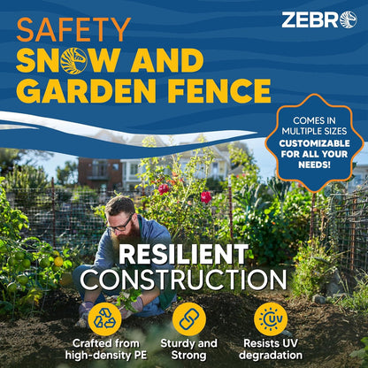 ZEBRO 4' x 50' Black Plastic Garden Fence Roll – Standard Duty Safety Netting for Snow, Poultry