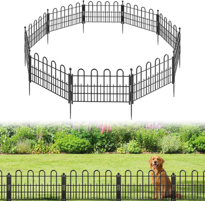 10 Panels Decorative Garden Fence with U-Shape, 11.81in (H) X 16.42ft (L) Dog Fence Outdoor for