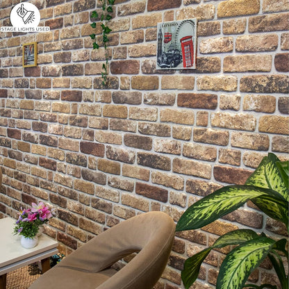 Dundee Deco 3D Wall Panels Faux Brick - Cladding, Light Brown Stone Look Wall Paneling, Styrofoam