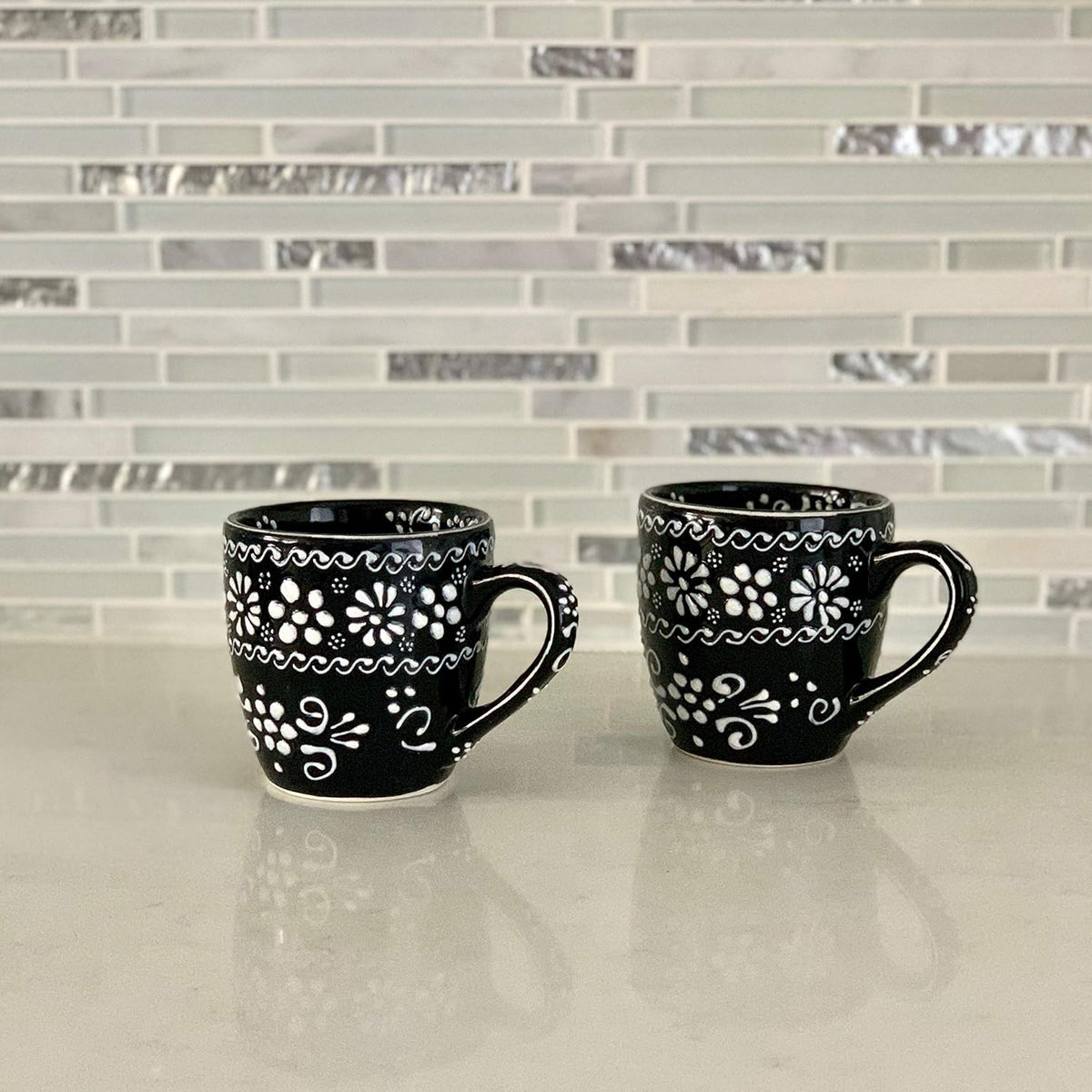 Encantada Handmade Hand-Painted Authentic Mexican Pottery Mugs (1-Pack, Ink)