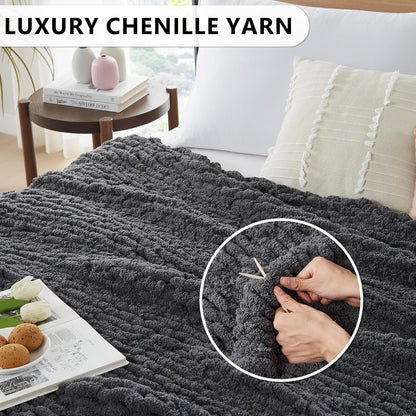 L'AGRATY Chunky Knit Blanket Throw - Soft Chunky Throw Blanket 30x40: 100% Hand Kintted Chenile