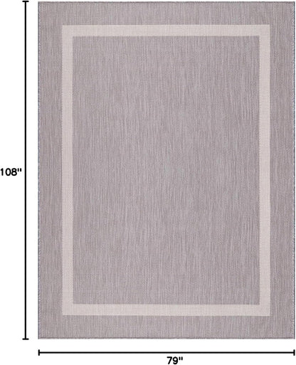 Bordered Outdoor Rug 6x9 Washable Outside Carpet for Indoor Patio Porch Waterproof Easy Cleaning