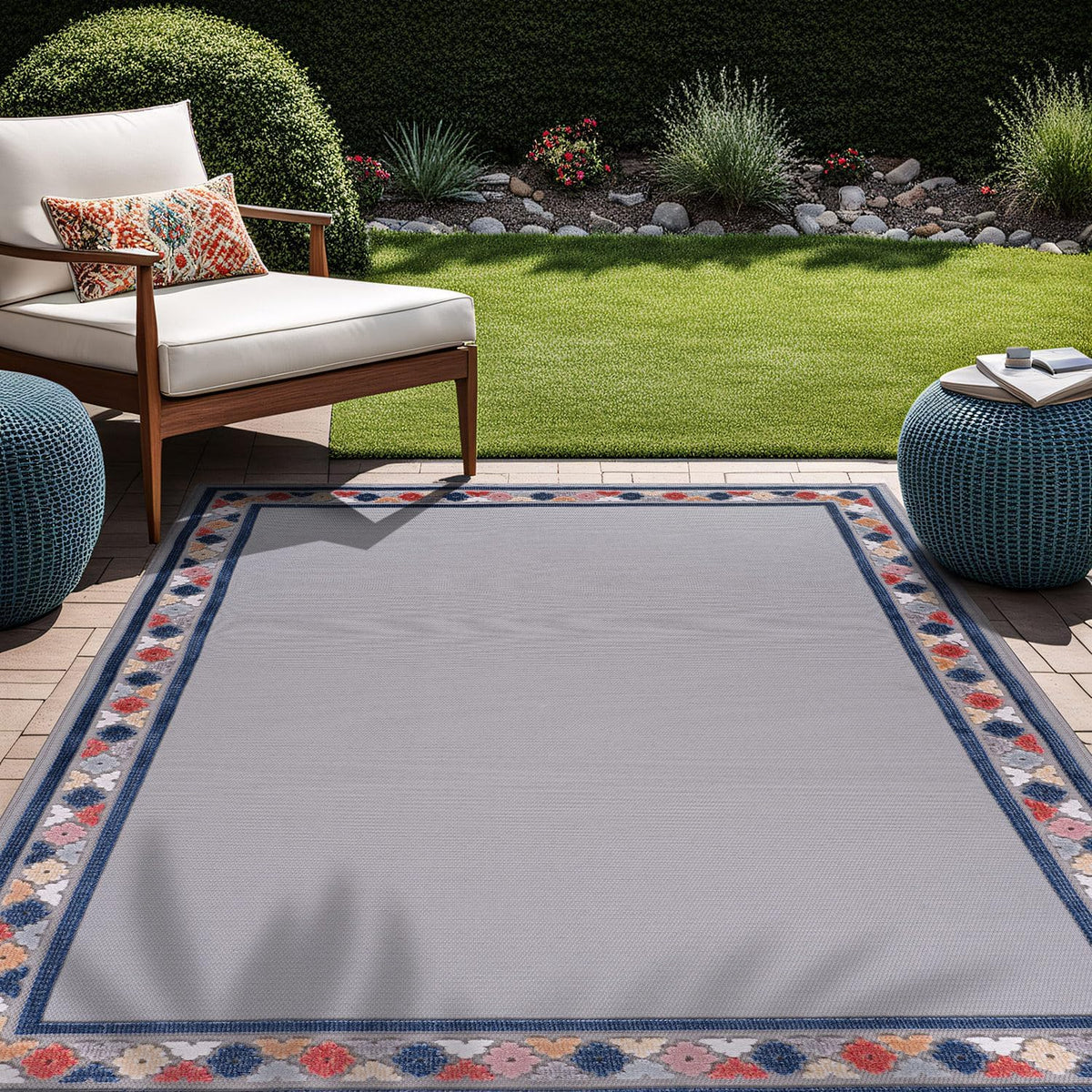 Beverly Rug Outdoor Rug 10x14 Modern Bordered Large Area Rugs for Indoor and Outdoor Patio Easy to