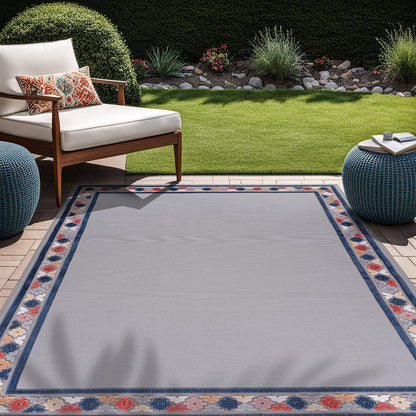 Beverly Rug Outdoor Rug 6x9 Modern Bordered Area Rugs for Indoor and Outdoor Patio Easy to Clean