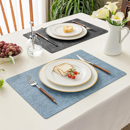 Romanstile Reversible Vinyl Placemats Set of 6, Faux Leather 100% Waterproof Oil-Proof Wipeable