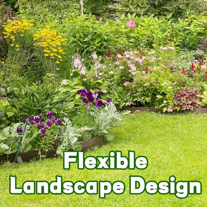 Mars Villa Landscape Edging 4 inch Tall 40FT Garden Edging Border with 40 Anchoring Spikes Flexible