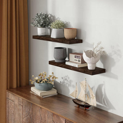 Rustic 30" Floating Shelves, Real Elm Wood Floating Shelf for Wall, Heavy-Duty Wall Shelves for