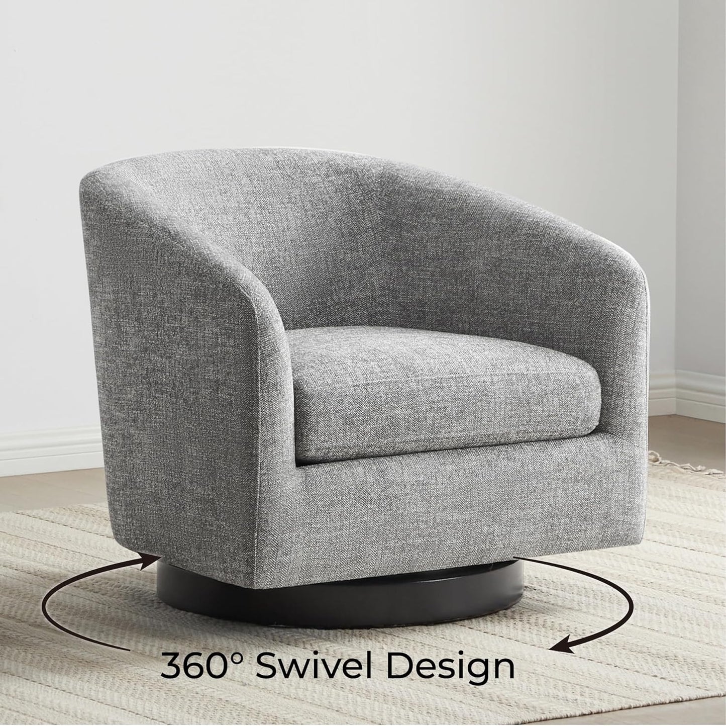CHITA Swivel Accent Chair, FSC Certified Upholstered Fabric Barrel Chair for Living Room, Fully