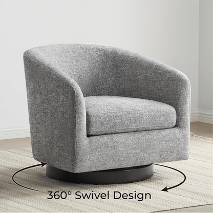 CHITA Swivel Accent Chair, FSC Certified Upholstered Fabric Barrel Chair for Living Room, Fully