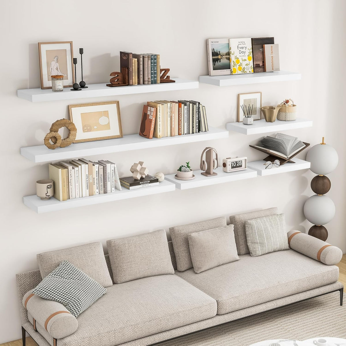 RICHFOCUS 72Inch Floating Shelves for Wall 2 Pack Shelves for Bedroom|Kitchen|Bathroom Wall Mounted