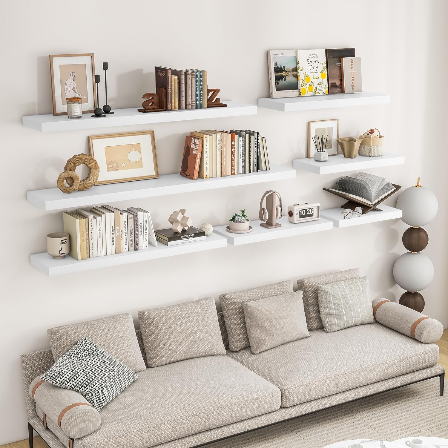RICHFOCUS 16Inch Floating Shelves for Wall 2 Pack Shelves for Bedroom|Kitchen|Bathroom Wall Mounted