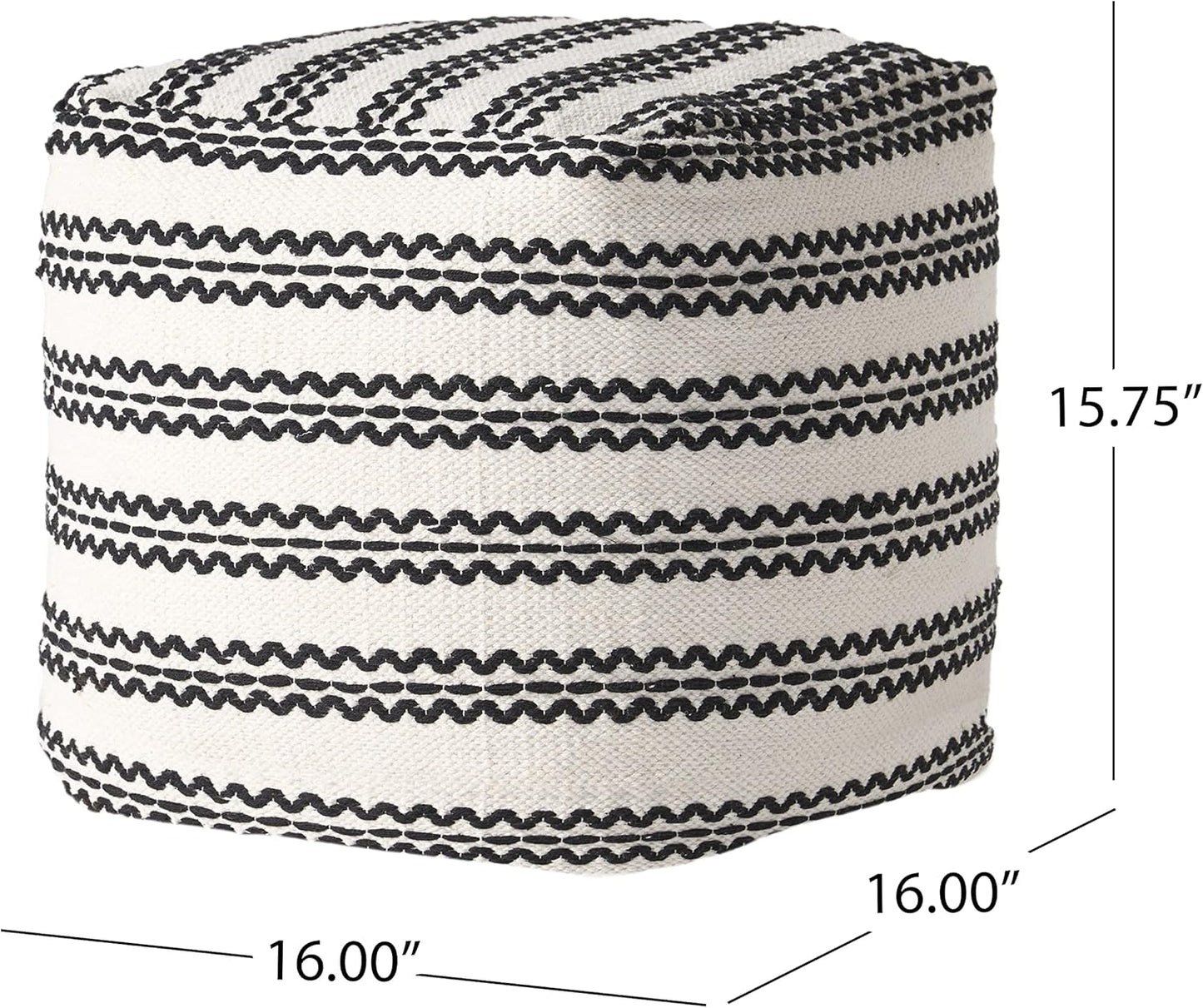 GDFStudio Boho Handmade Fabric Cube Pouf Ottoman Foot Stool - Bean Bag Floor Chair - Foot Rest