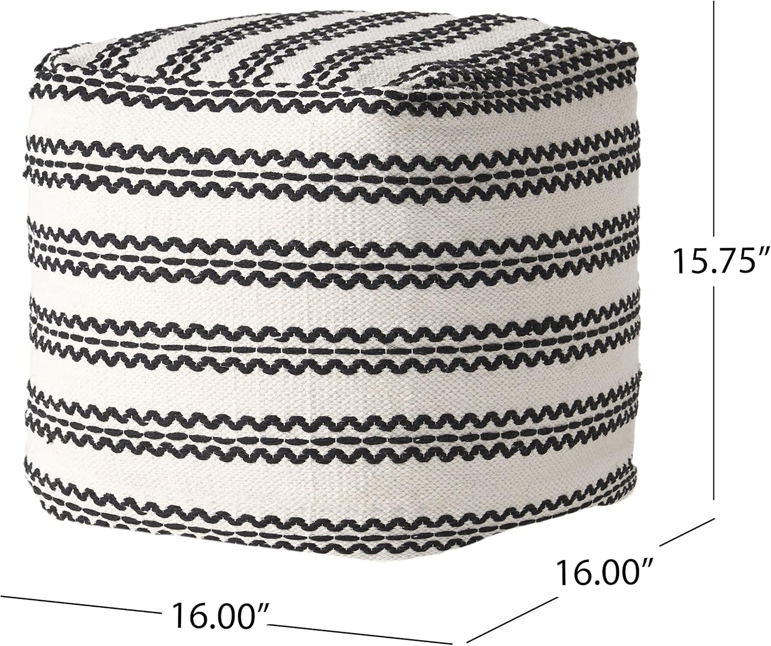 GDFStudio Boho Handmade Fabric Cube Pouf Ottoman Foot Stool - Bean Bag Floor Chair - Foot Rest