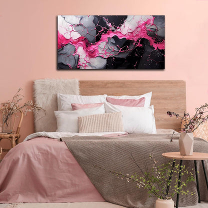 GUGIKA Abstract Wall Art for Living Room, Pink Canvas Wall-Art for Girls Bedroom, Print Paintings