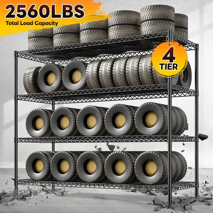 REIBII 2560LBS Storage Shelves 55.5"W Metal Shelving Unit 4 Tier Wire Shelving Commercial