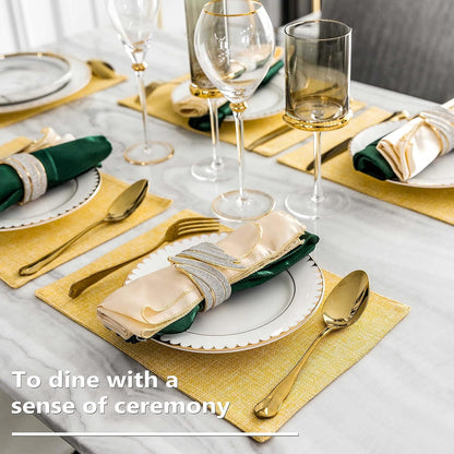 Home Brilliant Cloth Placemats Set of 4 Linen Placemat Washable Heat Resistant Dining Table Place