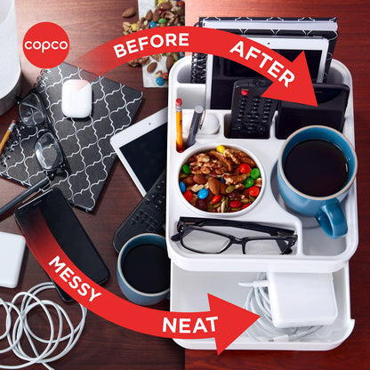 Copco Home Office Caddy Lazy Susan Organizer with Removable Snack Cup and Drawer - Desktop