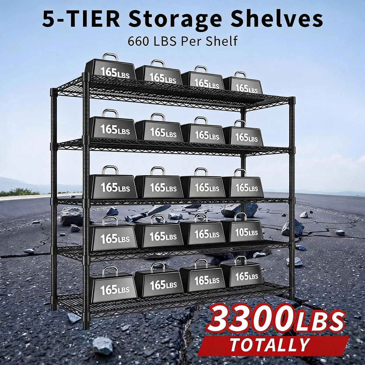 Garvee 70.8" H Storage Shelves 5-Tier Garage Shelving Adjustable for Pantry