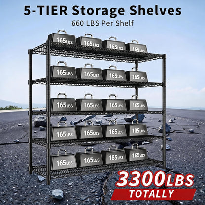 Garvee 70.8" H Storage Shelves 5-Tier Garage Shelving Adjustable for Pantry
