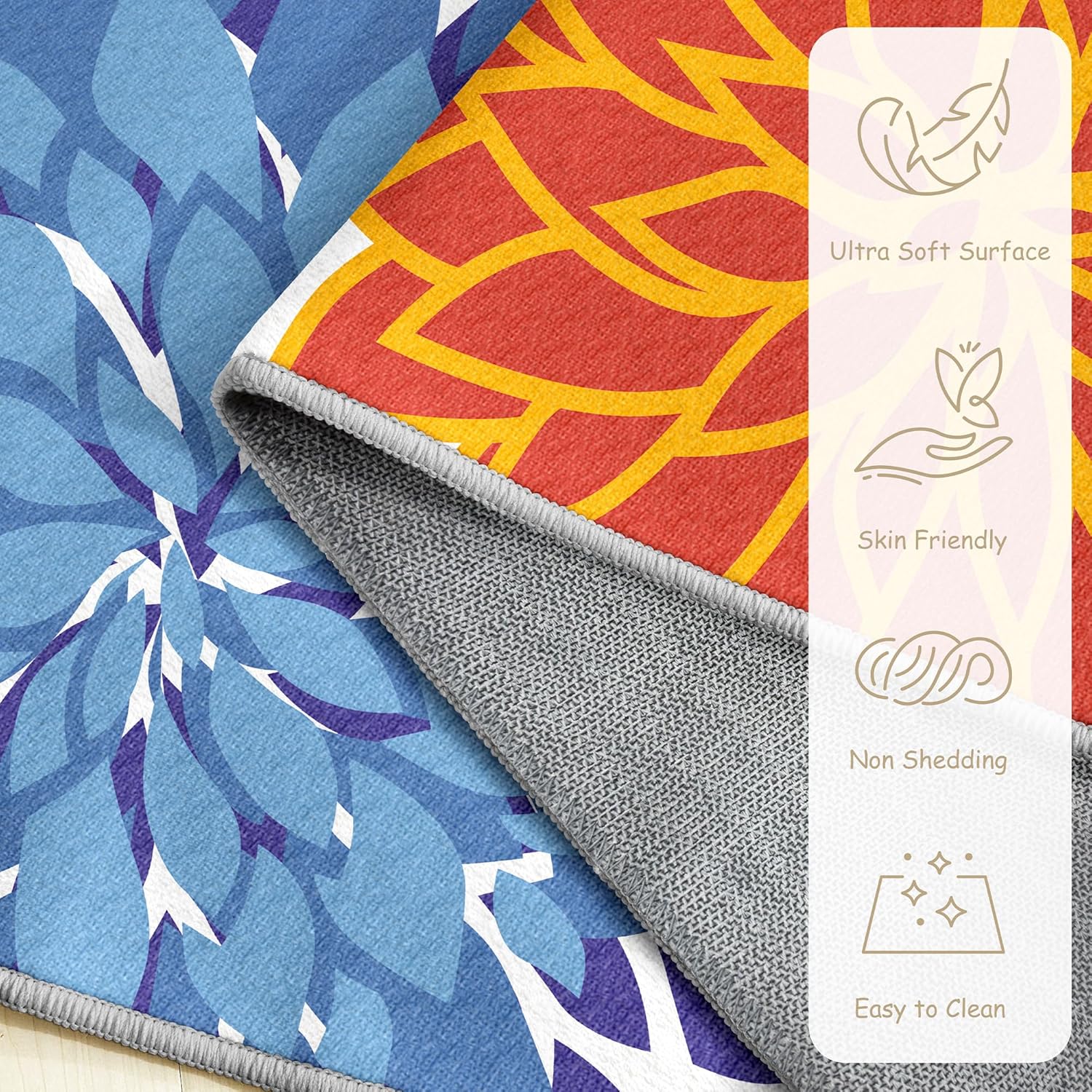 Area Rug 2x3 Washable Entry Small Rug Multicolored Tropical Botanical Modern Floral Indoor Kitchen