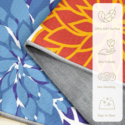 Area Rug 2x3 Washable Entry Small Rug Multicolored Tropical Botanical Modern Floral Indoor Kitchen