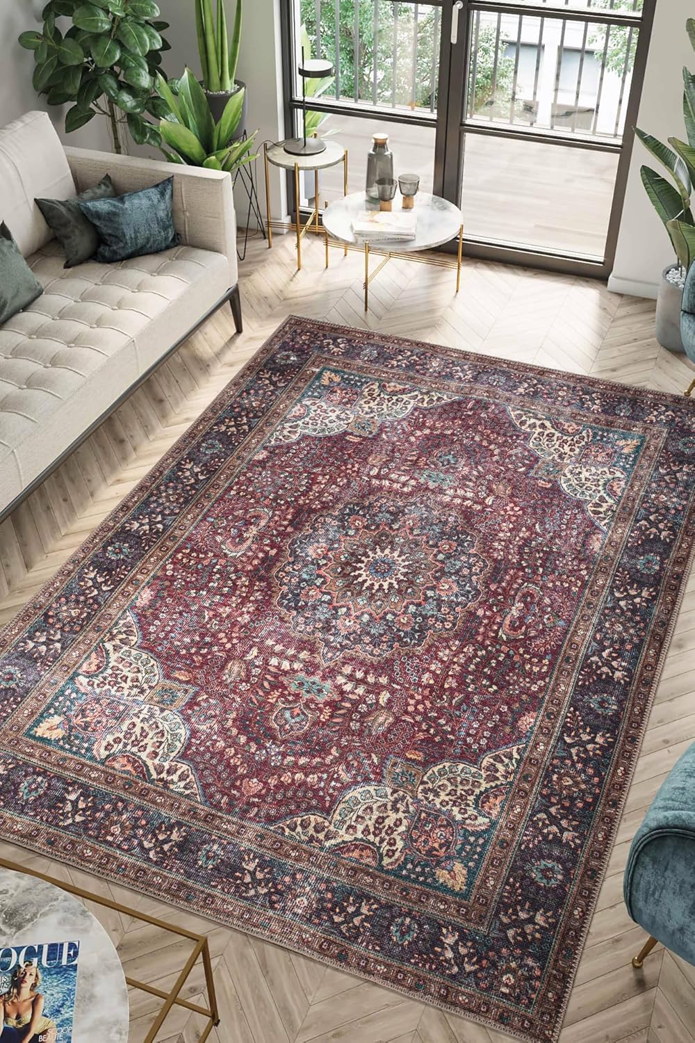 Keen Home Design 4x6 Rug - Machine Washable Area Rug with Non-Slip Backing, Ideal for Living Room