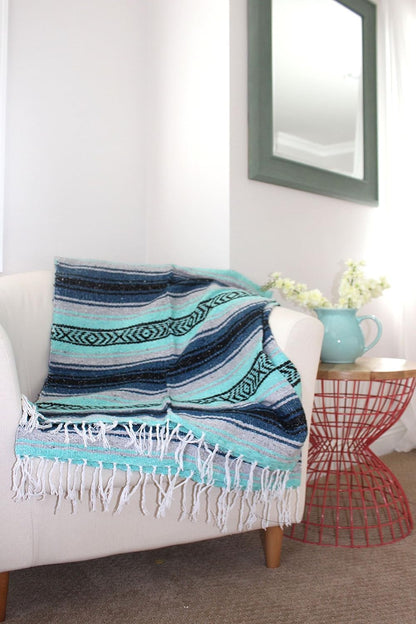 Del Mex Classic Mexican Blanket, Large Authentic Woven Falsa Throw (70"x50"), Artisan Southwest
