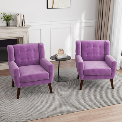 UIXE Accent Chairs Set of 2, Modern Upholstered Arm Chair, Mid-Century Club Armchair Comfy Single