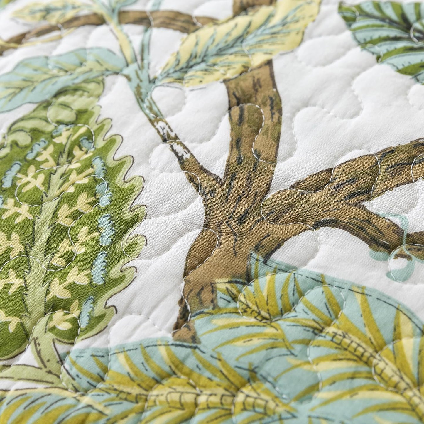 NEWLAKE Cotton Bedspread Quilt Sets - Reversible Patchwork Coverlet Set, Floral Vine Pattern, King