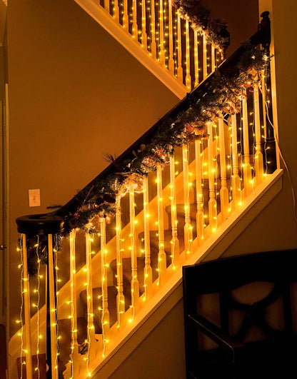 Eueasy Curtain-Lights Outdoor, 300 LED-Fairy Lights, Connectable15×3.3 FT with 8 Lighting Modes