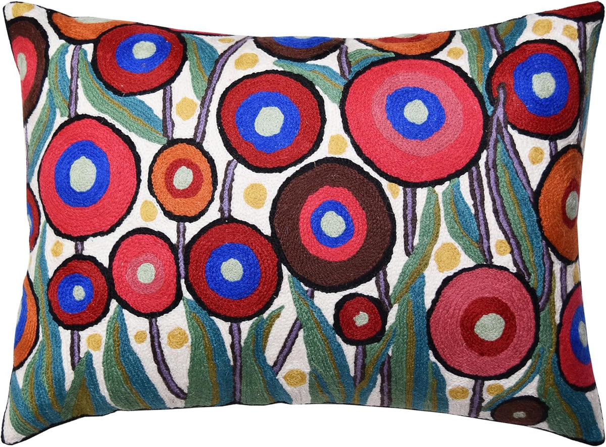 Cream Lumbar Poppy Floral Pillow Cover Red Poppies Flower Pillows White Farmhouse Chair Cushion