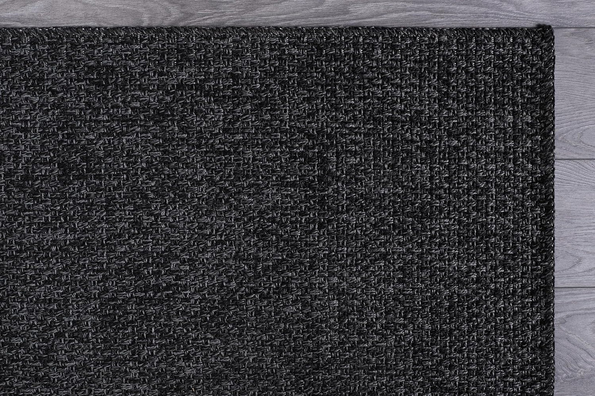CAMILSON Easy Jute Rug 4x6, Indoor Outdoor Dark Gray Black Farmhouse Area Rugs for Living Room