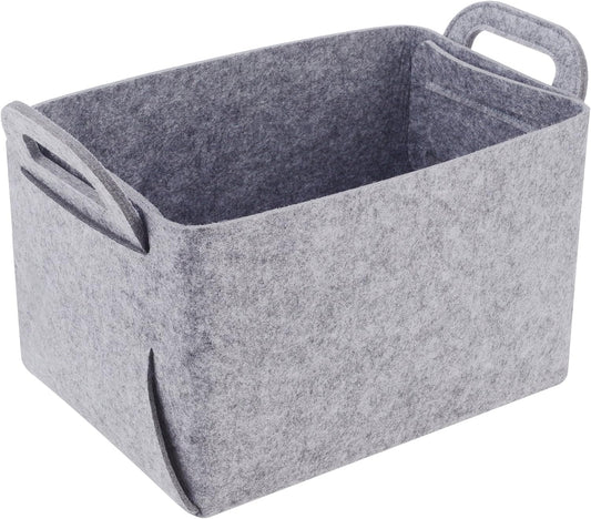 Storage Basket Felt Storage Bin Collapsible& Convenient Box Organizer with Carry Handles for Office