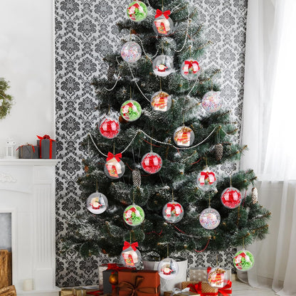 ANVAVO 50 Pieces 80mm Clear Plastic Fillable Ball Ornaments - DIY Craft Transparent Baubles for