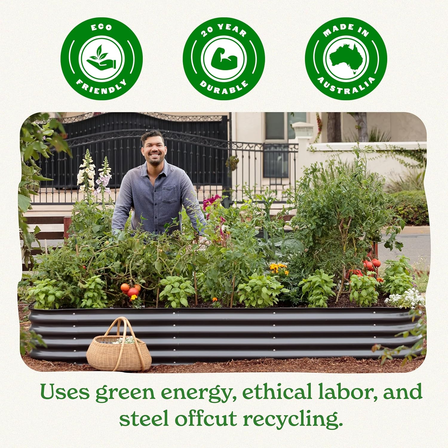 Epic Gardening 5-in-1 Modular Galvanized Raised Garden Bed Kit, 15" Tall Metal Planter Box, Durable