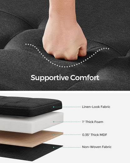 SONGMICS Storage Ottoman Bench, Foldable Foot Rest with Legs, 15 x 43 x 15.7 Inches, End of Bed
