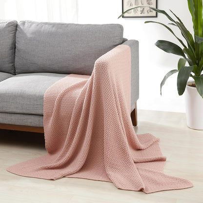 Amazon Basics Chunky Cable Knit Throw Blanket for Couch, Sofa, Bed, Lightweight Soft Cozy, Dusty