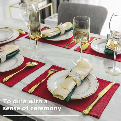Home Brilliant Placemats Set of 6 Red Place Mats Decoration Heat Resistant Dining Table Place Mats
