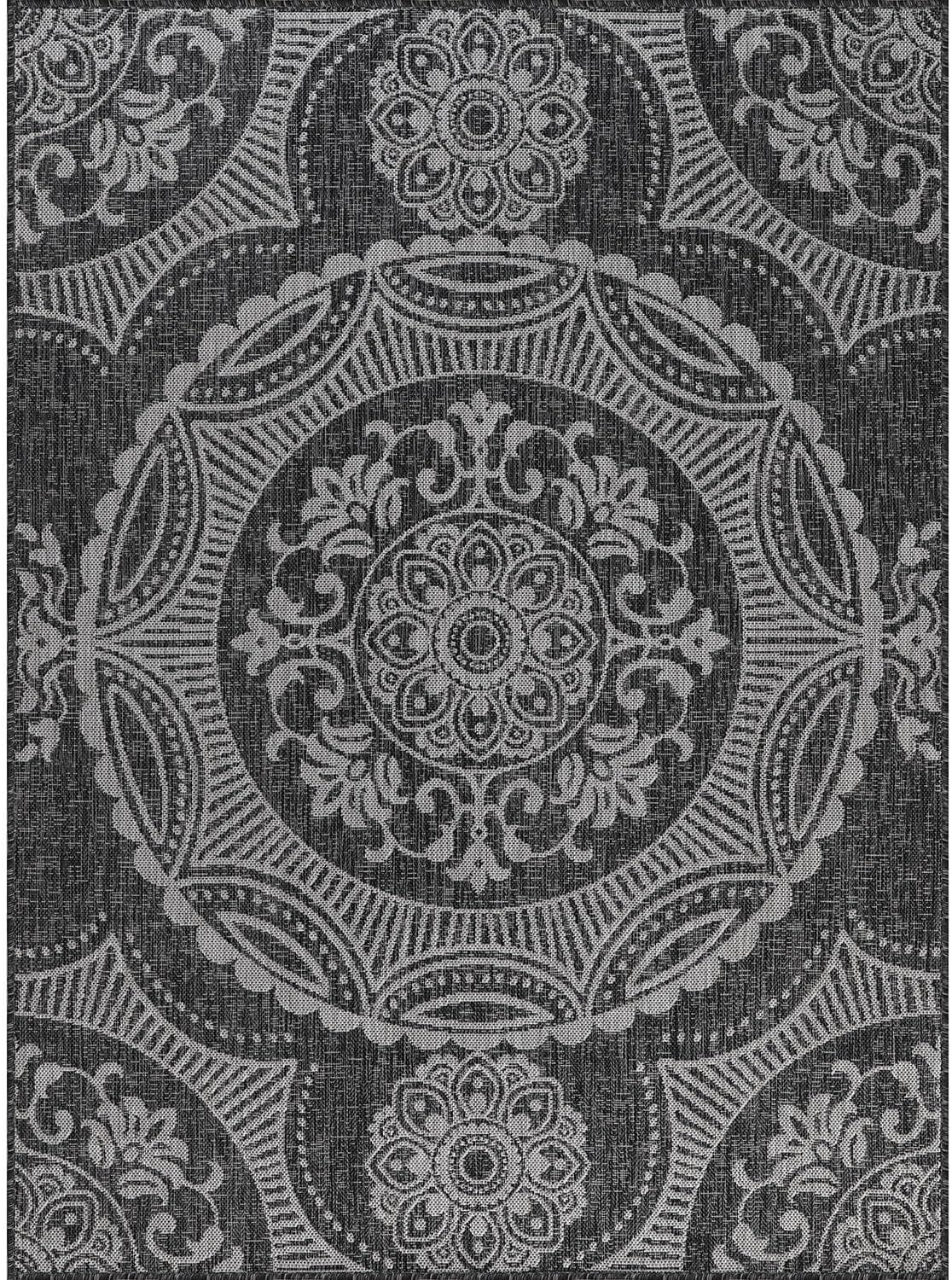 Medallion Outdoor Rug 9x12 Washable Outside Carpet for Indoor Patio Porch Waterproof Easy Cleaning