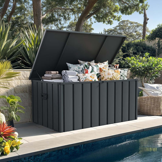 PURPLE LEAF Outdoor Deck Box 150 Gallon Waterproof Lockable Storage Box Container with Lid Deck