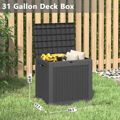 KAMABOKO 30 Gallon Outdoor Storage Box, Resin Deck Boxes Indoor and outdoor, Waterproof Storage Box