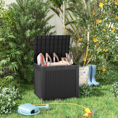30 Gallon Resin Deck Box, Lockable Patio Outdoor Storage Box for Furniture, Garden Tools and Tools