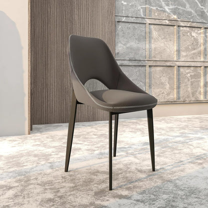 LeisureMod Amalfi Upholstered Fabric Dining Chair – Modern Side Chair with Iron Legs, Mid-Century