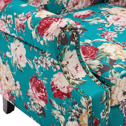 UIXE High Back Floral Accent Chairs Set of 2, Upholstered Armchair in Fabric, Retro Printed