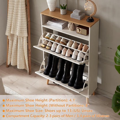 Alaxgumrol Shoe Storage Cabinet for Entryway with 2 Flip Drawers, Farmhouse Narrow Shoe Rack
