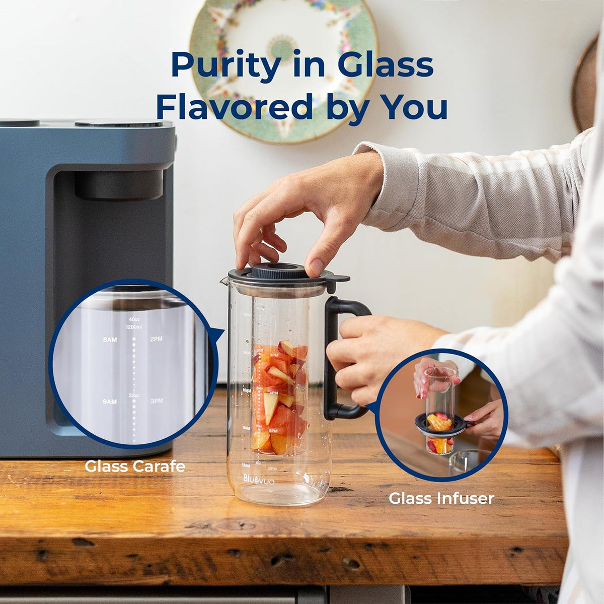 Bluevua RO100ROPOT-LITE Countertop Reverse Osmosis Water Filter System, 5 Stage Purification, 3:1