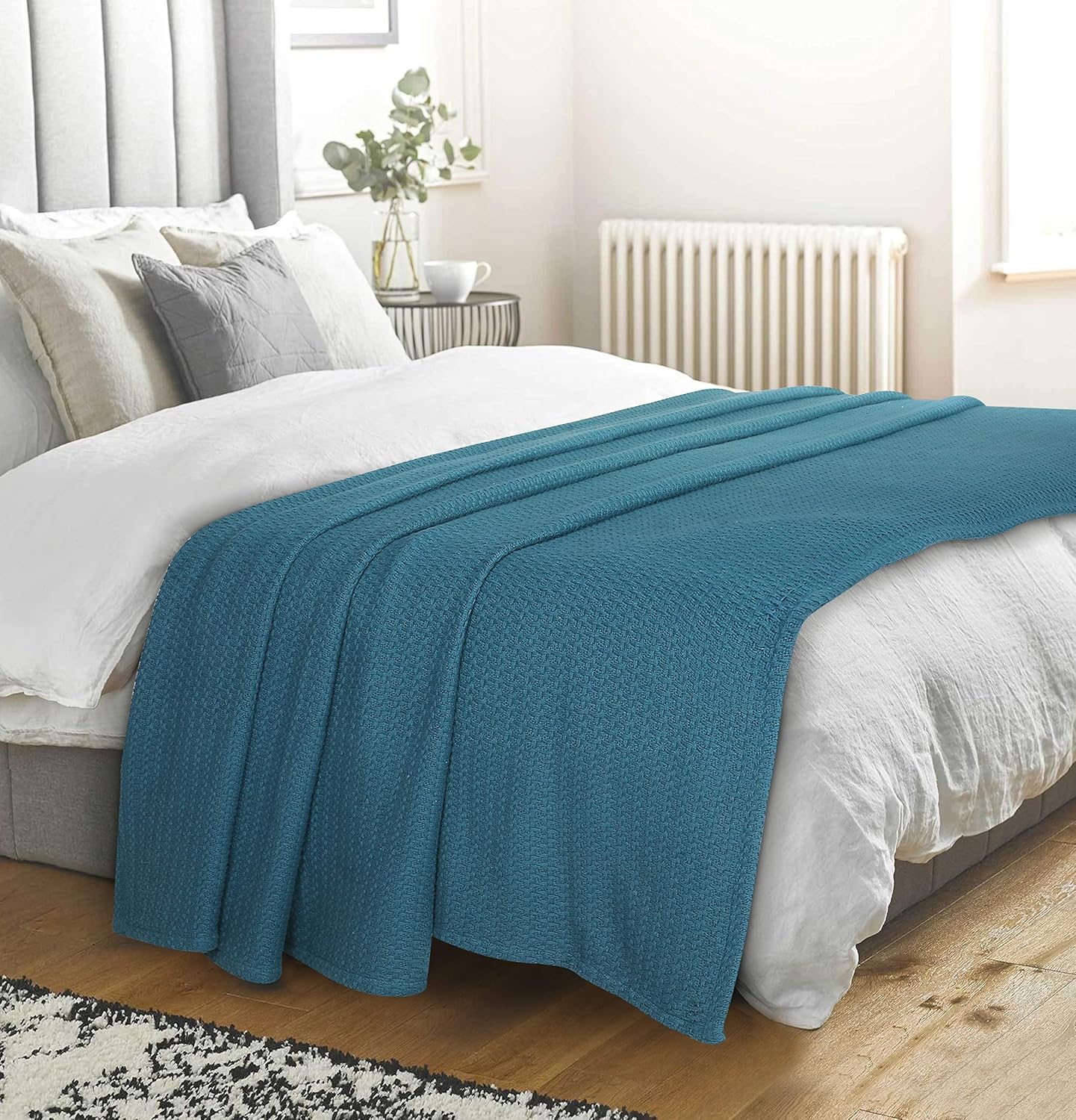 Elvana Home 100% Cotton Bed Blanket, Breathable Bed Blanket Full - Queen Size, Cotton Thermal